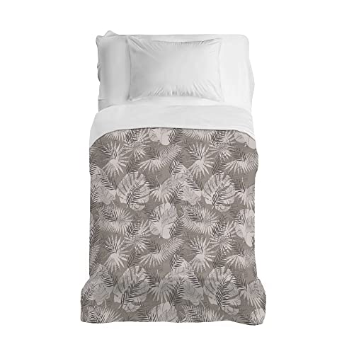 PENSIERI DELICATI Bedspread 220 x 280 cm, Single Sheet 100% Cotton Pique, Ideal as a Furniture Towel, 1 and a Half Bed Blanket, Tropical Beige Pattern, 100% Made in Italy