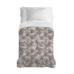 PENSIERI DELICATI Bedspread 220 x 280 cm, Single Sheet 100% Cotton Pique, Ideal as a Furniture Towel, 1 and a Half Bed Blanket, Tropical Beige Pattern, 100% Made in Italy