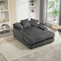 Ball & Cast 155 cm Chaise Lounge Chair, Boneless Couch, Set of Sofabed Floor Lounge Sofa with Movable Pillows & Side Pockets, Cloud Couch with Armrests for Living Room, No Assembly Required, Drak Grey