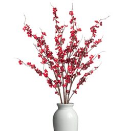 Ammyoo 4 PCS Artificial Plum Blossom Party Decorations Fake Cherry Flowers Faux Long Stems Wintersweets Silk Flowers Arrangement for Wedding Home Office Bedroom Decor(Red)