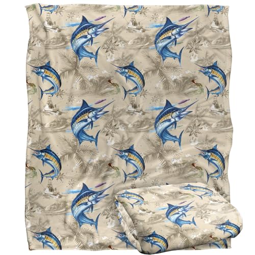 Jq Licensing - Jl-Jp-Jq Marlin Tiki Fishing Pattern Silky Touch Super Soft Throw Blanket 152 X 127 Cm