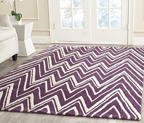 Safavieh Modern Indoor Hand Tufted Rectangle Area Rug, Cambridge Collection, CAM711, in Purple / Ivory, 152 X 244 cm for Living Room, Bedroom or Any Indoor Space