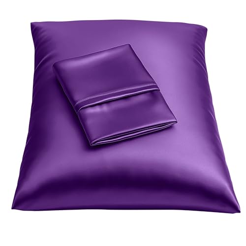 ShopBedding Luxury Satin Pillowcase for Hair – Standard Satin Pillowcase with Zipper, Grape (Pillowcase Set of 2) – Blissford