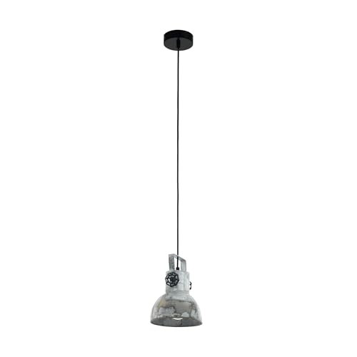 Eglo Barnstaple Pendant Lamp, Single-Light Vintage Hanging Lamp in Industrial Style, Retro Steel Pendant in Zinc Used Finish, Rust Effect, Black, E27 Socket