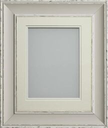 Frame Company Brooke Moonstone Grey Photo Frame, Double Ivory Mount, 12x12 for 8x8 inch, fitted with perspex