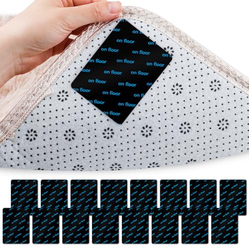 elzle Rug Gripper for Carpet 16 Pcs, Anti Slip Rug Underlay Stickers