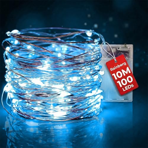 Rainberg LED Fairy Lights, 10M 100LEDs Battery Powered, Waterproof Copper Wire, DIY Bendable for Indoor and Outdoor, Wedding, Party, Christmas and Home Decoration (Cool White)