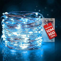 Rainberg LED Fairy Lights, 10M 100LEDs Battery Powered, Waterproof Copper Wire, DIY Bendable for Indoor and Outdoor, Wedding, Party, Christmas and Home Decoration (Cool White)