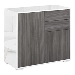 HOMCOM High Gloss Frame Sideboard Push-Open 2 Doors Light Grey and White