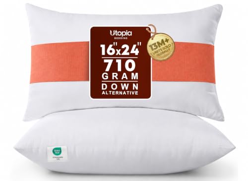 Utopia Bedding Throw Pillows Insert (Pack of 2, White) - 16 x 24 Inches Bed and Couch Pillows - Indoor Decorative Pillows
