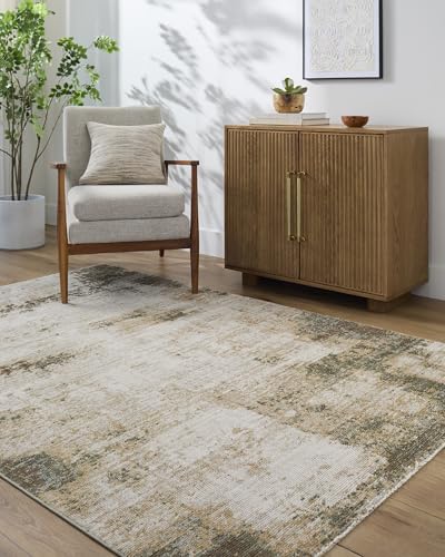 Livabliss x Galey Alix Abstract Rug - Area Rugs Living Room 140x200 cm, Dining Room, Lounge, Kitchen, Bedroom - Modern Marble Large Rug, Soft Luxurious Easy Care Medium Pile, Cream, Taupe, Brown
