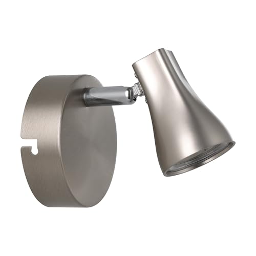 Eglo LED Ceiling lamp Tiberio 1, Ceiling Spotlight, Steel, Plastic in Matte Nickel, Warm White