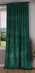 Gardinenbox Milano 20357 Blackout Curtain Velvet Opaque Tab Tape Drawstring Blackout Can Be Shortened Green 1 Piece H x W 280 x 135 cm