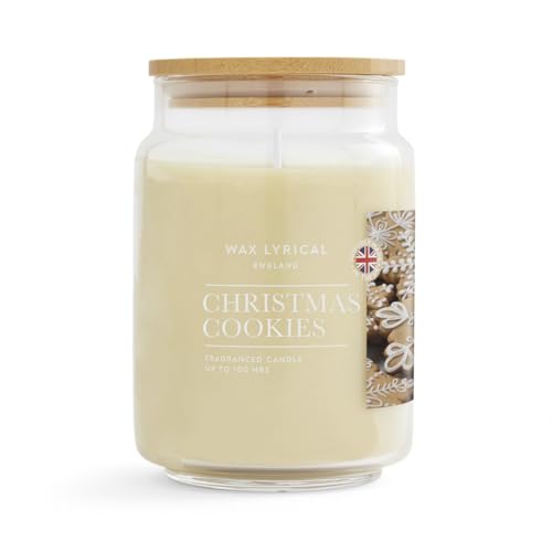 Wax Lyrical England Christmas Cookies Large Candle, Up to 100 Hour Burn Time, Ivory