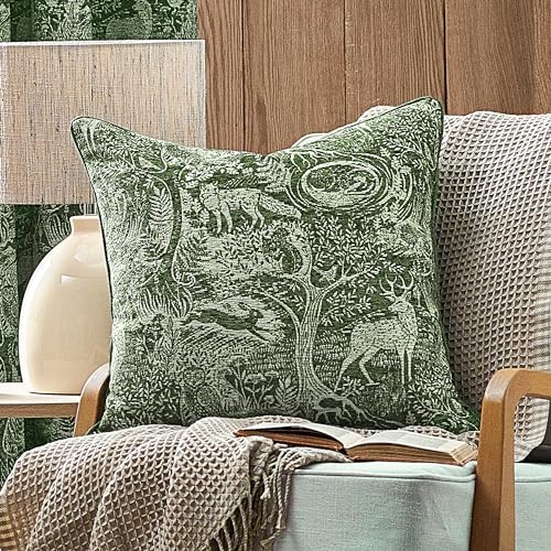 furn. Winter Woods Animal Chenille Cushion Cover, Emerald
