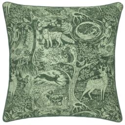 furn. Winter Woods Animal Chenille Cushion Cover, Emerald