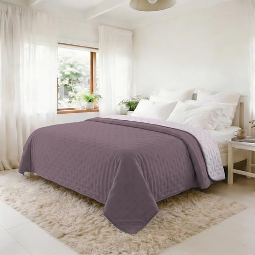 Summer Quilt Water Washed Microfibre Duvet, Quilted and 100 g Filling, Double 250 x 250 cm - Elderberry/Orchid