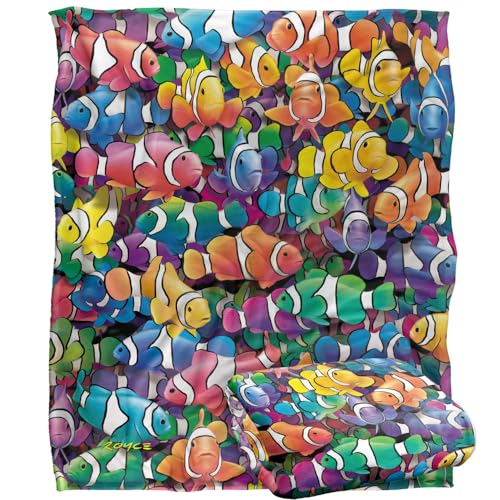 Jq Licensing - Royce Mcclure Clowning Around Clown Fish Pattern Silky Touch Super Soft Throw Blanket 152 X 127 Cm
