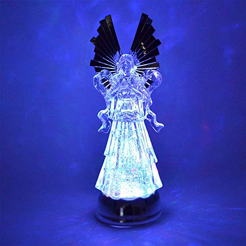 "Shatchi Large Pre Lit Light Up Angel Christmas Nativity Figure Swirling Glitter Xmas Decorations Home Décor Window Room 15"" 38cm Large"