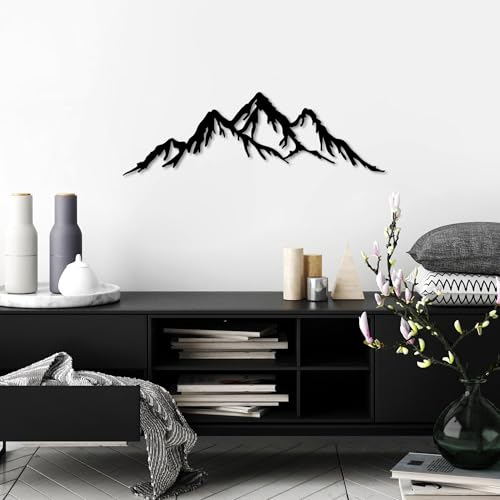 Stylish Black Decorative Metal Wall Accessory, 70 x 22 cm, 100% Metal (1.5 mm Thick), Easy Wall Mounting, Perfect for Modern Home Decor