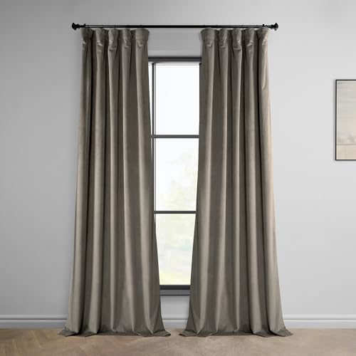 HPD Half Price Drapes VPYC-161209-108 Plush Velvet Curtain (1 Panel), 50 X 108, Gallery Taupe