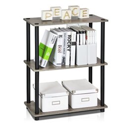 Furinno TURN-N-TUBE Storage Shelves, 3-Tier Book Shelf, Corner Shelf, Toolless Open Shelves, for Organization and Storage, Living Room, Garage, Home Office, French Oak