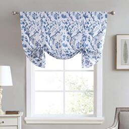 "Laura Ashley Home Stylish Floral Print Valance Curtain, Chic Decorative Window Treatment for Home Décor, Cotton, Blue, 50"" x 18"""