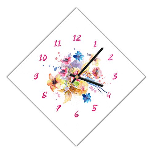 Mareli Wall Clock, Covered with printed matte laminated paper, Floral Sketch, 42x42