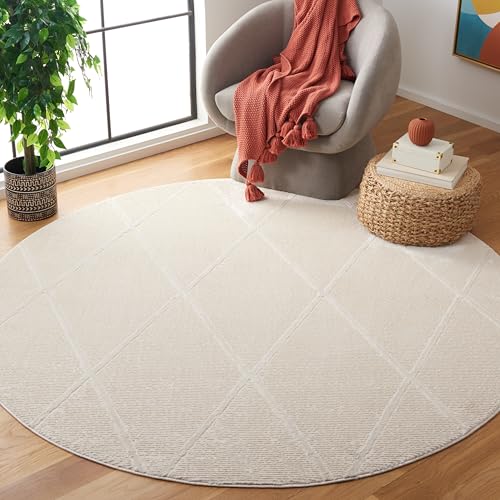 Safavieh Contemporary Rug for Living Room, Dining Room, Bedroom - Revive Collection, Short Pile, in Ivory, 200 x 200 cm