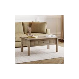 Vida Designs Panama Coffee Table 1 Drawer, Natural Oak Solid Rustic Living Room Furniture