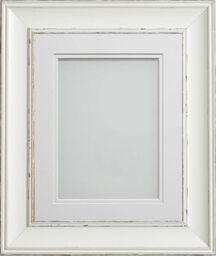 Frame Company Brooke Antique White Photo Frame, Double White Mount, 10x8 for 8x6 inch, fitted with perspex