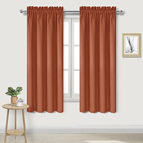 DWCN Blackout Curtains Thermal Insulated, Energy Saving & Noise Reducing Bedroom and Living Room Curtains, Burnt Ochre, W 38x L 63 Inch, Set of 2 Rod Pocket Curtain Panels