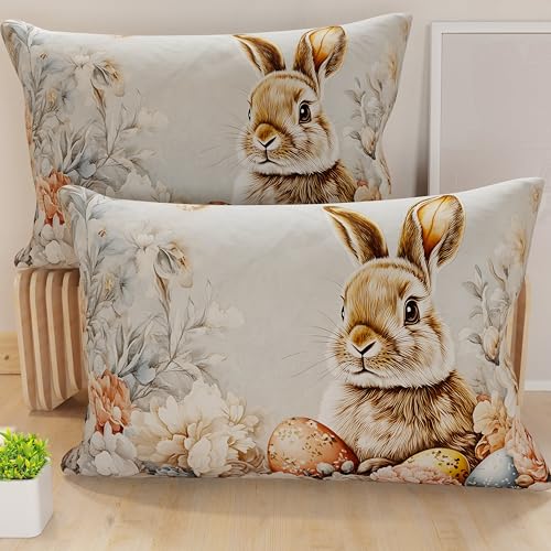 PETTI Artigiani Italiani - Set of 2 Easter Cushion Covers 40x70 cm in Microfibre, Easter Decorative Cushions for Bedroom, Sofa and Living Room, 2 Decorative Pillow Covers, 100% Made in Italy