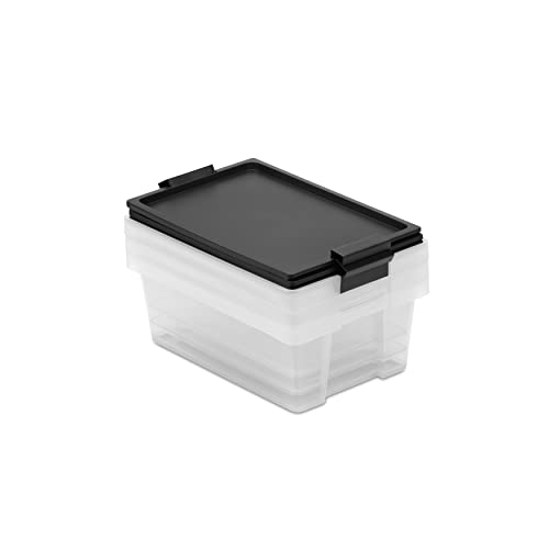 TATAY Storage Box 3-Piece Set BPA-Free Stackable Design Set of 3 Units - Storage Box Household - 3-Piece Set - Capacity 7 L - Dimensions 25x36x13.5 cm - Lid with Hinges Included, Black