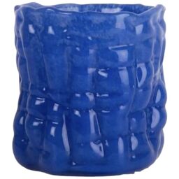 BYON Laranne 5280607713 Candle Holder - Hand Blown Glass in Blue Decorative Irregular Surface Tea Light Holder 10cm Dishwasher Safe