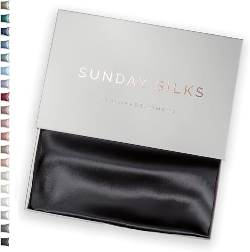 SUNDAYSILKS??? Premium Silk Pillow Cases - 100% Mulberry Silk Pillowcase with Zipper, All Sides Real 22 Momme Grade 6A Silk, Standard Queen, King Size [Midnight Black]
