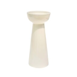 Ivyline Bowen Pillar Candle Holder in Linen with Stable Base - Modern Elegant Home Decoration - H22 x D9 cm