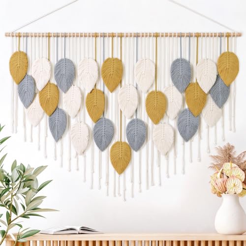 "LOMOHOO Macrame Wall Hanging, Large Boho Home Decor,Bohemian Woven Decoration for Bedroom Living Room Apartment Dorm Gallery Perfect Handmade Gift Ideas (51.5"" W x 33.5"" L)"