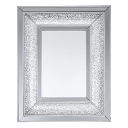 Premier Housewares Housewares Silver Wall Mirror For Garden And Bedroom Reflective Square Bathroom Mirrors Wall Mounted Contemporary Mosaic Design Hallway Walls Mirrors