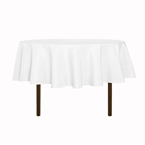 sancua Round Tablecloth, 80 Inch, White - Water Resistant Spill Proof, Washable Polyester Cloth, Decorative Fabric Cover, For Dining, Buffet Parties and Camping