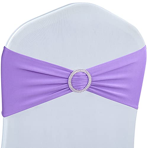 Babenest Spandex Chair Sashes Bows 30PCS Premium Stretch Chair Cover Band with Buckle Slider Universal Elastic Chair Ties for Wedding Party Ceremony Reception Banquet Decoration (Purple)