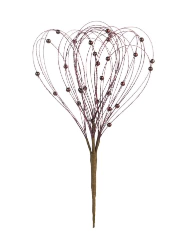 WeRChristmas Burgundy Glitter Nest Christmas Tree Pick, 39cm - 39cm burgundy glitter nest pick with 6 branches, looped details and bead accents for trees and festive arrangements