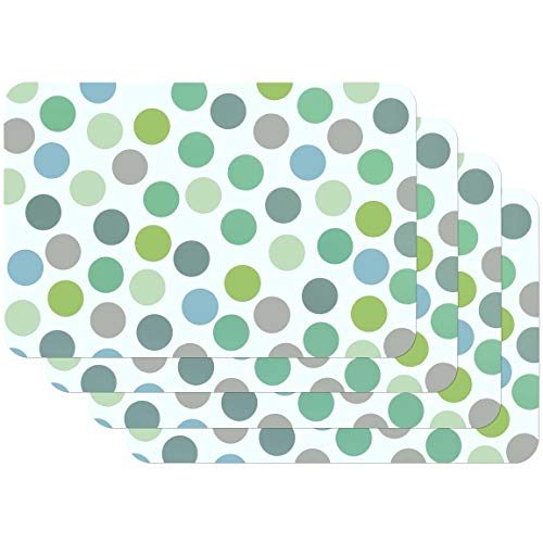 Venilia Place Mat Set for Dining Room Confetti Colourful Mint Green Vintage Dots Pattern Set of 4 Wipeable Polypropylene Food Safe 45 x 30 cm Pack of 4 59057