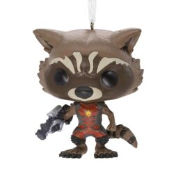 Hallmark Rocket Raccoon Funko Pop Hanging Christmas Ornament, Marvel Guardians of the Galaxy, Resin Tree Decoration, Red, Blue, Silver