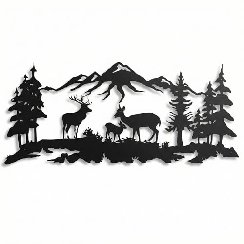 DEKADRON Metal Wall Art, Deer Family Wall Art, Metal Wall Decor (60 x 26 cm)