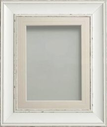 Frame Company Brooke Antique White Photo Frame, Ivory V-Groove Mount, 18x14 for 14x11 inch, fitted with perspex