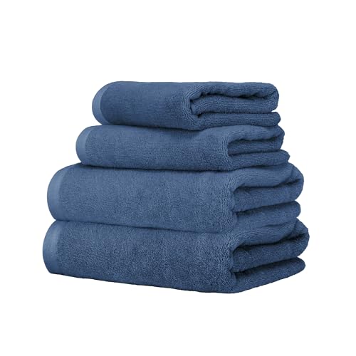 Ruggeri, 4 Towel Set, 2 Hand and 2 Guest, Cotton, Blue