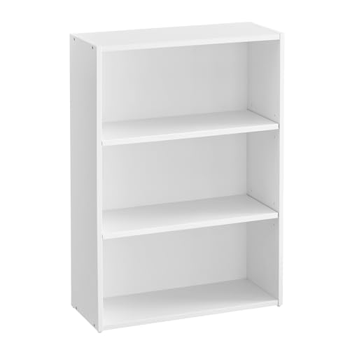 VASAGLE Bookshelf, 3-Tier Bookcase, Storage Shelving Unit, Display Shelf with Open Compartments, Adjustable Storage Shelves, for Living Room, Home Office, Bedroom, Cloud White LBC163T14