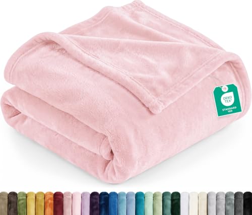 Utopia Bedding Fleece Full Blanket, Soft, Cosy 300 GSM Fluffy Blankets For Sofas, Bed, Couches [Pink, 228x213 cm]