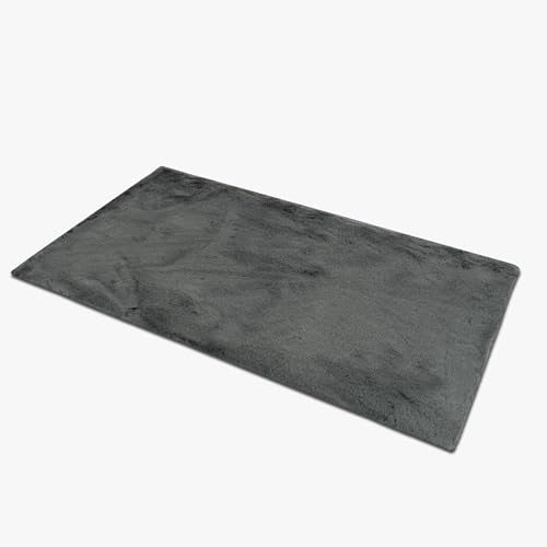 Comart, Carezza Carezza Rug, Super Soft, Fluffy and Furry Rug, Non-Slip Backing, Modern and Comfy Design, for Living Room, Bedroom, Bedside, Machine Washable, Anthracite, 140 x 180 cm